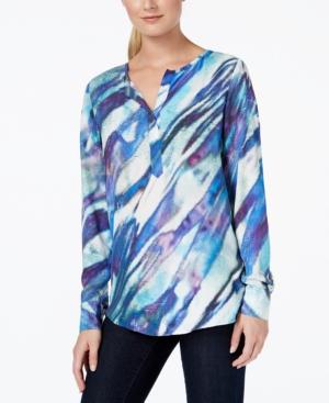 Karen Kane Aurora-print Kurta Blouse
