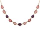 Nine West Gold-tone Pink Stone Collar Necklace