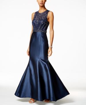 Xscape Beaded Satin Mermaid Gown