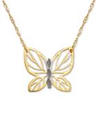 Butterfly 17 Pendant Necklace In 10k Gold