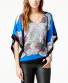 Xoxo Juniors' Scarf-print Dolman-sleeve Poncho Top