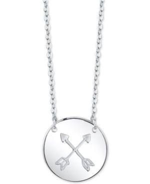 Unwritten Double Arrow Disc 18 Pendant Necklace In Sterling Silver