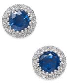 Sapphire (5/8 Ct. T.w.) And Diamond (1/10 Ct. T.w.) Stud Earrings In 14k White Gold