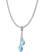 Marahlago Larimar & White Sapphire (1/10 Ct. T.w.) Dangle 21 Pendant Necklace In Sterling Silver