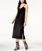 Twiin Mesh-trim Rib-knit Velvet Slip Dress