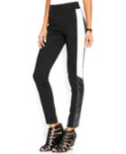 Bar Iii Mid-rise Faux-leather Paneled Leggings