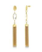 Catherine Malandrino Women's White Rhinestone Marquise Shaped Tassel Style Yellow Gold-tone Dangle Earrings