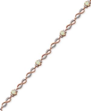 Imitation Opal & Diamond Accent Link Bracelet