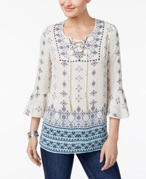 Style & Co Lace Up Peasant Top, Only At Macy's