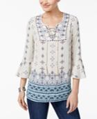 Style & Co Lace Up Peasant Top, Only At Macy's