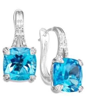 Swiss Blue Topaz (2-1/5 Ct. T.w.) And Diamond Accent Earrings In 14k White Gold