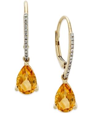 Citrine (2 Ct. T.w.) And Diamond Accent Drop Earrings In 14k Gold