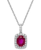 Ruby (1 Ct. T.w.) And White Sapphire (3/8 Ct. T.w.) Pendant Necklace In Sterling Silver