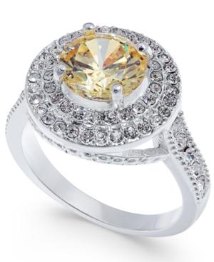 Charter Club Silver-tone Pave & Yellow Stone Ring, Created For Macy's