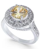 Charter Club Silver-tone Pave & Yellow Stone Ring, Created For Macy's