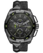 Diesel Men's Chronograph Heavyweight Black Studded Leather & Denim Strap Watch 50x56mm Dz4420