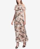 Calvin Klein Printed Cold-shoulder Maxi Dress