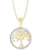 Diamond Tree Of Life 18 Pendant Necklace (1/10 Ct. T.w.) In 10k Gold
