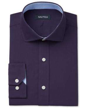 Nautica Men's Classic/regular Fit Navy Poplin Solid Dress Shirt