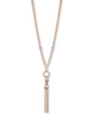Dkny Gold-tone Long Tassel Pendant Necklace, Created For Macy's