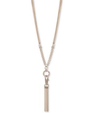 Dkny Gold-tone Long Tassel Pendant Necklace, Created For Macy's