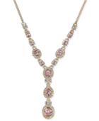 Givenchy Gold-tone Pink And Clear Crystal Lariat Necklace