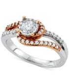 Diamond Two-tone Engagement Ring (5/8 Ct. T.w.) In 14k White & Rose Gold