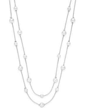 Charter Club Silver-tone Pink Imitation Pearl Double Layer Necklace, Only At Macy's