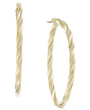 Twist Oval Hoop Earrings In 14k Gold