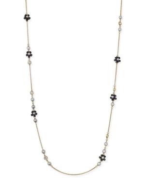Kate Spade New York Gold-tone Imitation Pearl And Flower Long Scatter Necklace