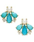 Kate Spade New York 14k Gold-plated Blue Stone And Imitation Pearl Stud Earrings