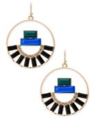 Thalia Sodi Gold-tone Crystal & Stone Drop Hoop Earrings, Created For Macy's