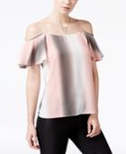 Bar Iii Flutter-sleeve Cold-shoulder Top, Created For Macy's