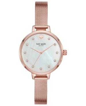 Kate Spade New York Women's Metro Pink Gold-tone Stainless Steel Mesh Bracelet Watch 34mm