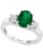 Gemstone Bridal By Effy Emerald (1-1/2 Ct. T.w.) & Diamond (3/8 Ct. T.w.) Engagement Ring In 18k White Gold