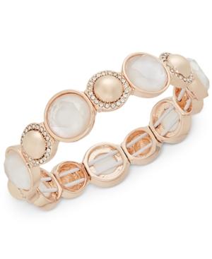 Charter Club Rose Gold-tone Stone And Pave Stretch Bracelet, Only At Macy's