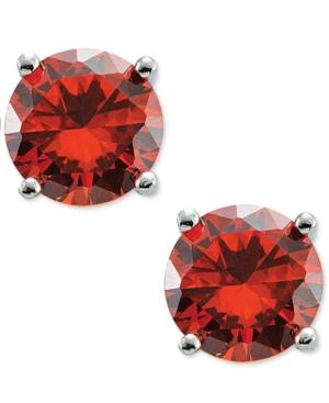Giani Bernini Orange Cubic Zirconia Round Stud Earrings In Sterling Silver, Only At Macy's