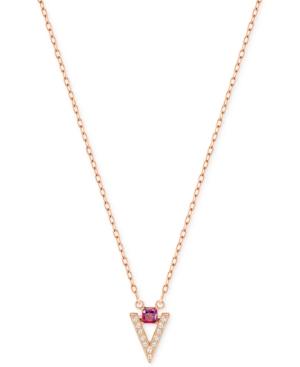 Swarovski Rose Gold-tone Red Crystal And Pave Chevron Pendant Necklace