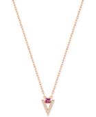 Swarovski Rose Gold-tone Red Crystal And Pave Chevron Pendant Necklace