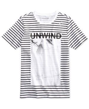 Guess Men's Unwind Stripe Graphic-print Cotton T-shirt