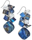 Inc International Concepts Silver-tone Blue Stone And Bead Drop Earrings, Only At Macy's