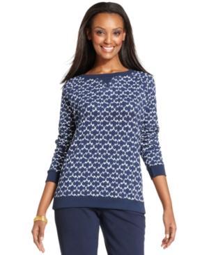 Charter Club Petite Long-sleeve Printed Sweatshirt