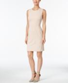 Calvin Klein Petite Faux-suede-trim Sheath Dress