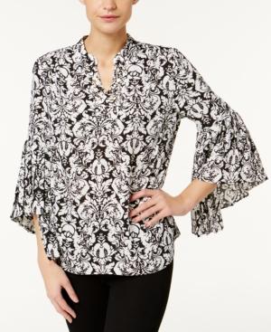 Ny Collection Pleated-cuff High-low Tunic