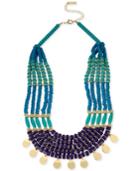 M. Haskell For Inc Gold-tone Blue-beaded Multi-layer Statement Necklace, Only At Macy's