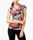 Alfani Printed Cap-sleeve Polo Shirt, Only At Macy's