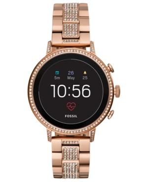 Fossil New Q Women's Venture Gen 4 Hr Rose Gold-tone Stainless Steel Bracelet Touchscreen Smart Watch 40mm