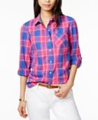 Tommy Hilfiger Cotton Plaid Roll-tab Shirt, Created For Macy's