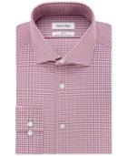 Calvin Klein Men's Steel Slim-fit Non-iron Performance Burgundy Check Dress Shirt