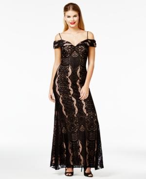 Morgan & Company Juniors' Off-the-shoulder Lace Gown